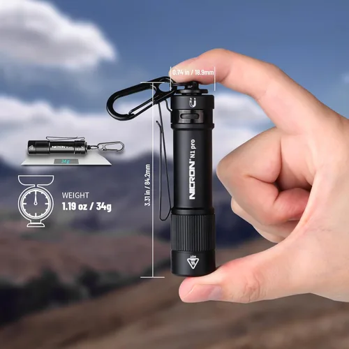 Vista 2 de NICRON N1pro - Linterna EDC de 1000 lúmenes, 6 modos, linterna de bolsillo AA, tamaño mini con llavero para campamento, hogar y emergencias