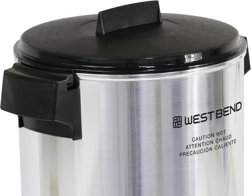 Vista 5 de Cafetera West Bend de aluminio altamente pulido con control automático de temperatura, preparación de una taza por minuto y fácil limpieza. Incluye