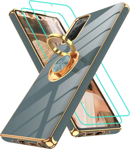 Vista 156 de Funda para Motorola Moto G 5G 2024: Funda Moto G Play 5G 2024 con 2 piezas de protectores de pantalla, soporte de anillo de rotación de 360°
