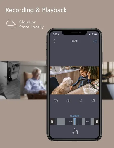 Vista 9 de nooie Monitor de bebé, cámara WiFi para mascotas para interiores, cámara IP inalámbrica de 360 grados, cámara de seguridad para el hogar 2K