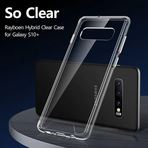Vista 4 de Rayboen Funda para Galaxy S10 Plus, diseño transparente a prueba de golpes, funda de protección a prueba de golpes, parte trasera de policarbonato
