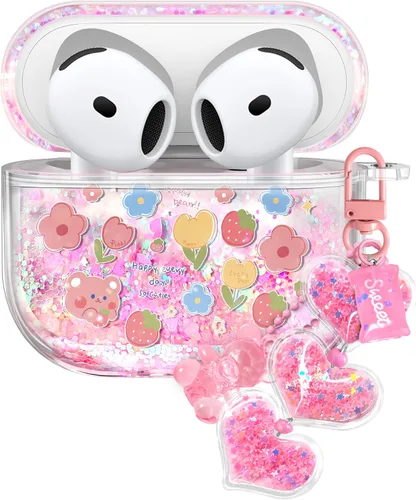 Vista 16 de para Airpods de 2ª/1ª Generación - Estuche Quicksand Liquid Kawaii Lindo Mujer Niña Mujeres Chispeante Brillante Bling Resplandor Adorable Elegante