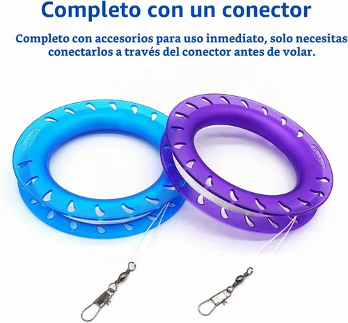 Vista 4 de Juego de cometas de aro para niños: carrete, mango y línea de 300 pies para cada bobinador de carrete de cometa