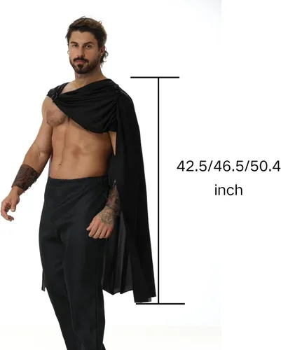 Vista 2 de GRAJTCIN Capa de disfraz de soldado guerrero espartano unisex con brazaletes para Halloween, capa medieval para cosplay