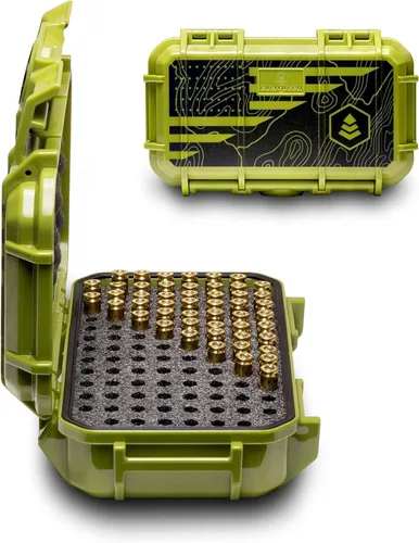 Vista 13 de Evergreen Pistol Ammo Case Compatible with 5.7/9mm/.40/.380-100 Rounds Lockable USA Made Bandera negra