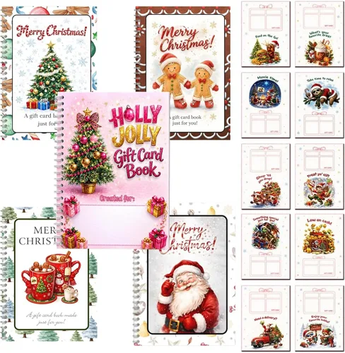 Vista 21 de Christmas Gift Card Book Spiral Bound Holder, 10 Pages，3PCS-A