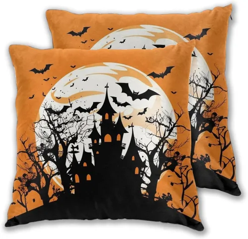 Vista 40 de Juego de 2 fundas de almohada cuadradas de Acción de Gracias, hojas de arce otoñales, fundas protectoras para sofá con cremallera oculta, 16 x 16