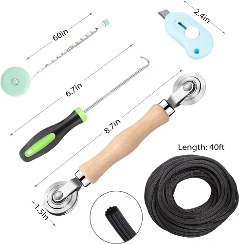 Vista 4 de Kit de reparación de mosquiteros de ventanas y puertas mosquitero, malla de fibra de vidrio color carbón de 48"x118" con herramienta de Negro