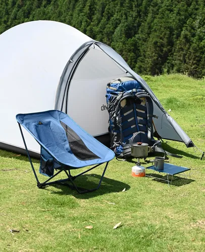 Vista 11 de iClimb - Silla plegable de camping ultraligera y compacta con bolsillo lateral y bolsa de transporte (Negro)