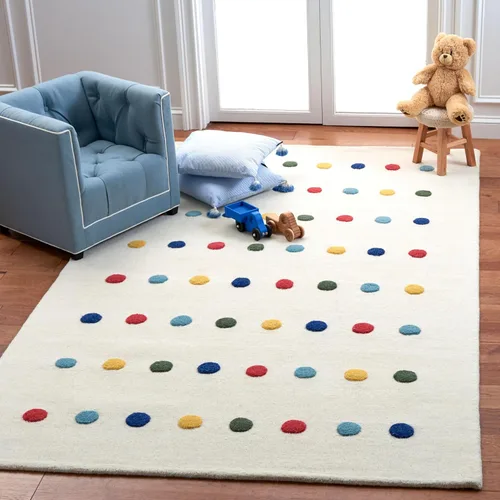 Vista 12 de SAFAVIEH Colección Kids - Alfombra de pasillo de 2 pies 3 pulgadas x 6 pies, marfil, lana de lunares hecha a mano, ideal para zonas de alto tráfico