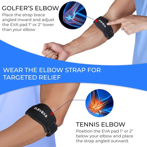 Vista 3 de ELEVEXA - 1 codera de tenis para hombres y mujeres, codera de golfistas para compresión y soporte de codo, transpirable y fácil de lavar