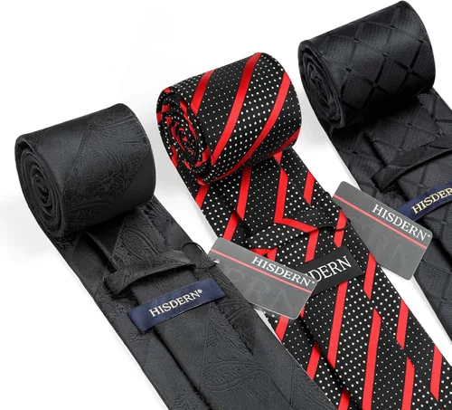Vista 81 de HISDERN Juego de corbatas extralargas para hombre y pañuelo de bolsillo de 63 pulgadas, colección XL, caja de regalo, corbata, lote de 3