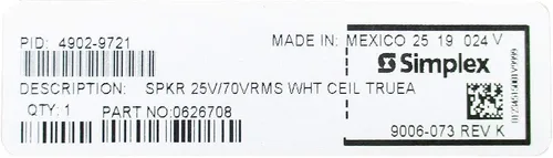 Vista 2 de SIMPLEX 4902-9721 Altavoz 25V/70 VRMS Celing True Alert