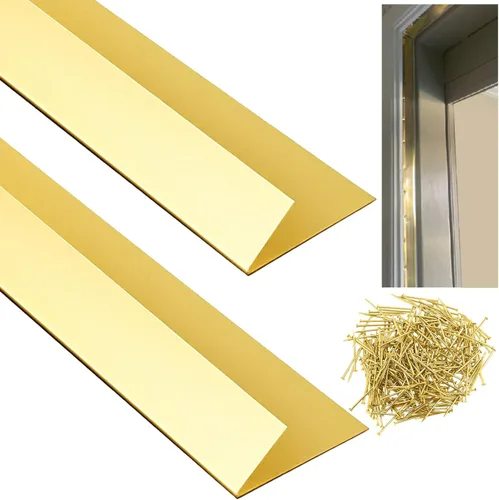 Vista 15 de Zonon Burlete de metal de latón de 1-1/4 pulgadas de ancho x 17.72 pies de largo, burlete de cobre para puerta antigua o ventana exterior con clavos