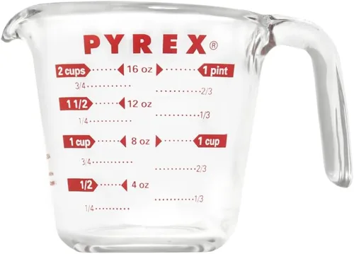 Vista 6 de Pyrex Prepware 6001075 - Taza medidora, diseño de gráficos rojos, transparente