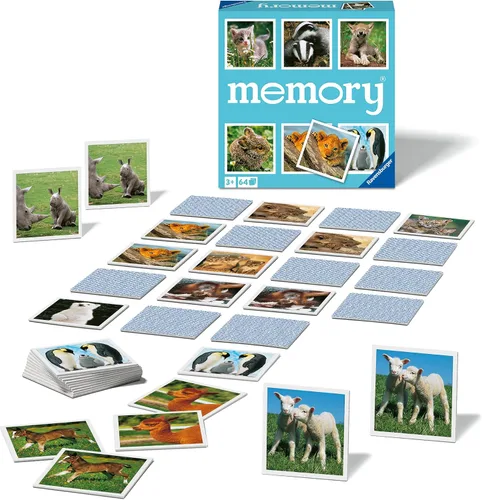 Vista 3 de Ravensburger Animal Babies Memory Game - Juego de emparejamiento de imágenes atractivo para niños Mejora el enfoque y las habilidades de memoria