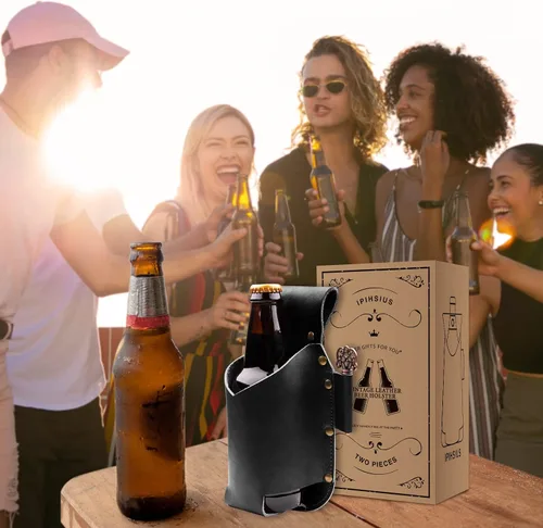 Vista 8 de Funda de cerveza, funda de cerveza para hombres, 2 piezas, abridor de botellas incluido, regalo de cerveza para hombres, fiesta, picnic, playa