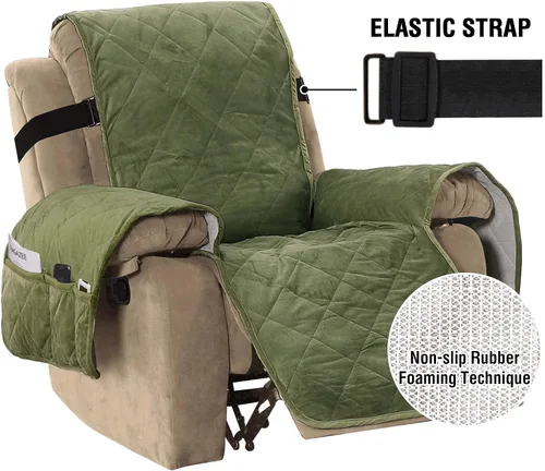 Vista 3 de H.VERSAILTEX Fundas acolchadas de terciopelo grueso para sillas reclinables, fundas para sillas reclinables, funda de sofá reclinable con respaldo