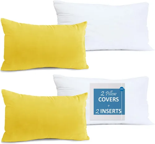 Vista 60 de Nestl Juego de 2 rellenos de almohada con terciopelo suave y sólido, juego de fundas de almohada cuadradas decorativas para sofá, automóvil Azul