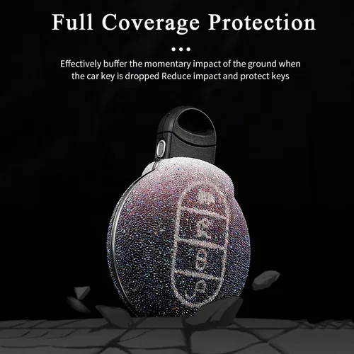 Vista 5 de SANRILY Funda para llave de automóvil BWM Mini Cooper sin llave para llave remota, funda de protección completa con llavero, Gradiente Rosa