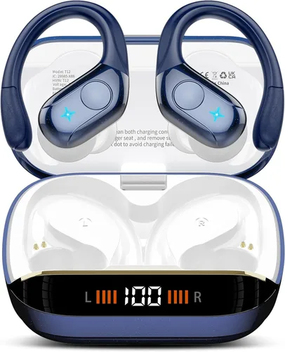 Vista 12 de Qecnato 75H Earbuds Bluetooth 5.4 Auriculares estéreo deportivos Azul
