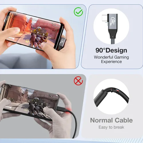 Vista 5 de QCEs Cable de monitor USB C en ángulo recto de 3.3 pies con salida de video a monitor portátil 8K USB C 3.2 Gen 2x2 Cable de video de 20 Gbps