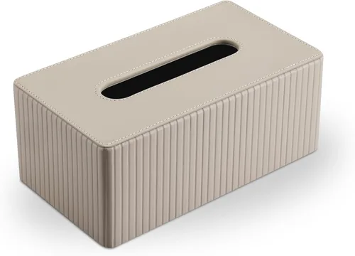 Vista 4 de KINGFOM Funda de caja de pañuelos de cuero sintético PU, soporte rectangular para caja de pañuelos con fondo magnético, dispensador de servilletas