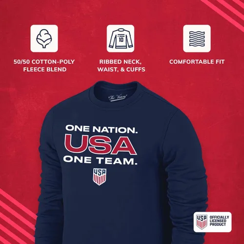 Vista 4 de The Victory Officially Licensed Unisex Adult USA National Soccer Team One Nation One Team Slogan Crewneck Sweatshirt