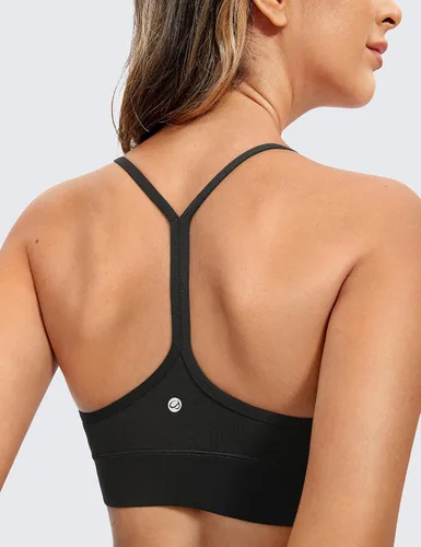 Vista 3 de CRZ YOGA Butterluxe - Brasier deportivo con espalda en Y para mujer, tirantes delgados, sin varillas, cuello redondo, atlético, acolchado, para yoga