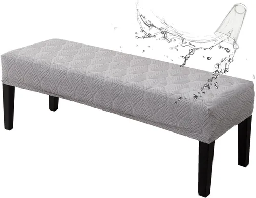 Vista 29 de Genina Fundas impermeables para banco de comedor, protector de asiento de banco de jacquard elástico, funda de banco rectangular para dormitorios