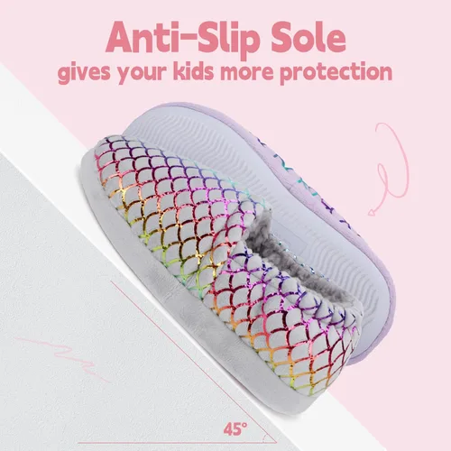 Vista 4 de Pantuflas de princesa sirena para niñas, antideslizantes, cómodas, de espuma viscoelástica, para el dormitorio, interiores y exteriores