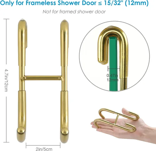 Vista 7 de Simtive Ganchos para Puerta de Ducha (Paquete de 2), Ganchos para Toallas para Baño de Vidrio Sin Marco para Squeegee, Negro