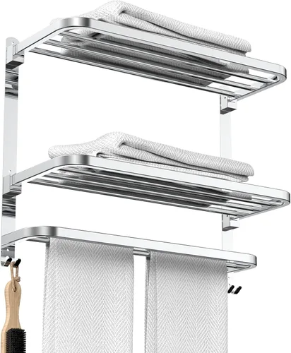 Vista 12 de CAXIMSY Toallero de 22.8 pulgadas para baño y lavabo, colgador de toallas con barras de toallas de montaje en pared, acero inoxidable 304, sin