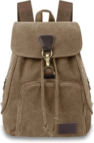 Vista 2 de Mochilas de lona a la moda, bolso casual para compras al aire libre, mochila deportiva, senderismo, viajes, bolsa multiusos, Café, Mochilas