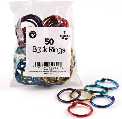 Vista 21 de Hygloss Products 61311 - Anillos de libro – Anillos de acero de colores surtidos de 1 pulgada, paquete de 12 Variado