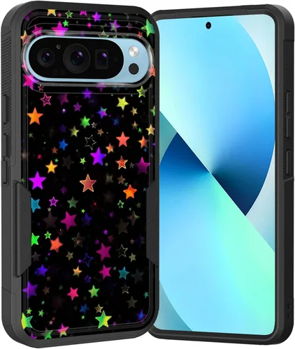 Vista 12 de Funda para Pixel 6A, Híbrida de Doble Capa de Servicio Pesado Resistente a Prueba de Golpes PC Duro + Funda Protectora de Silicona Suave para Google