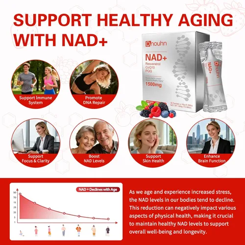 Vista 4 de Suplemento líquido NAD de 1500 mg, ribósido de nicotinamida y resveratrol con PQQ, suplemento NAD para mujeres y hombres, aumenta la energía