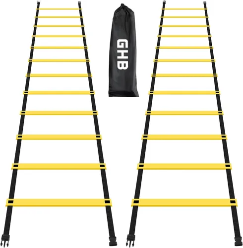 Vista 13 de GHB Pro Agility Ladder Agility Training Ladder Speed 12 Rung 20ft with Carrying Bag Verde