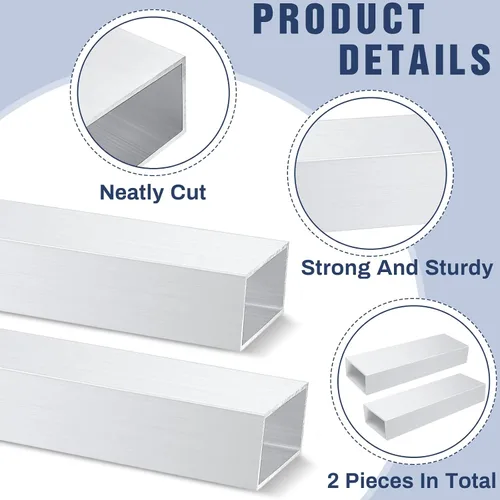 Vista 3 de Zonon 2 tubos rectangulares de aluminio 6063 de 2 x 4 pulgadas, tubo cuadrado de 12 pulgadas de largo y 0.125 pulgadas de grosor, tubo de metal