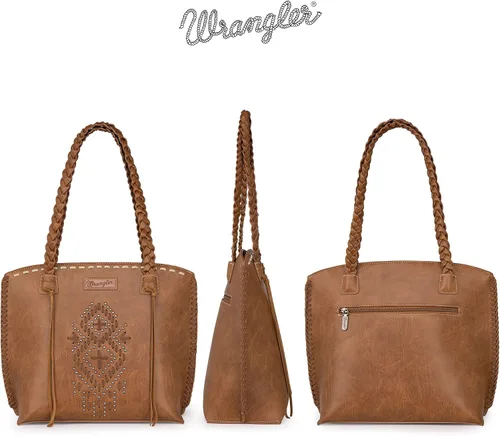 Vista 4 de Wrangler Bolso Hobo de gran tamaño tejido a mano con remaches occidentales