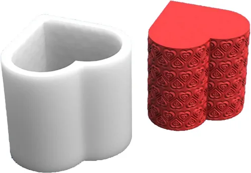 Vista 3 de Grainrain Molde de silicona con diseño de flor de corazón 3D, molde de vela de pilar decorado, moldes de silicona hechos a mano para velas, cera
