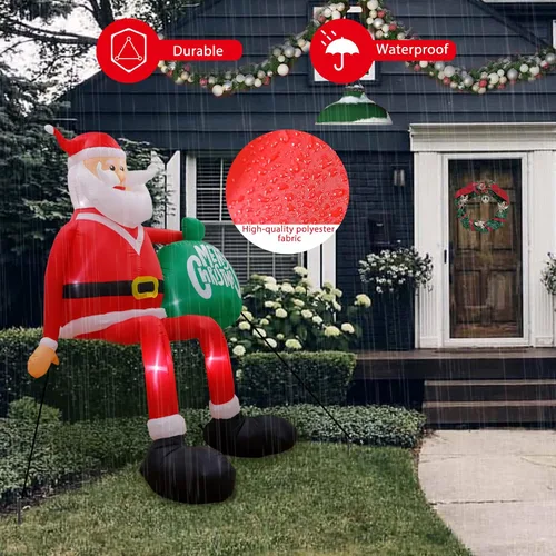 Vista 4 de Inflables de Navidad de 8 pies, decoración al aire libre, Papá Noel inflable para escalar, decoraciones de patio con LED, decoraciones inflables