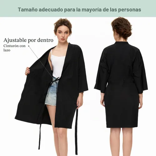 Vista 3 de Izzycka Capa de color para el cabello, batas para cliente de salón, capa de peluquería grande con bolsillo, envoltura de spa impermeable, bata