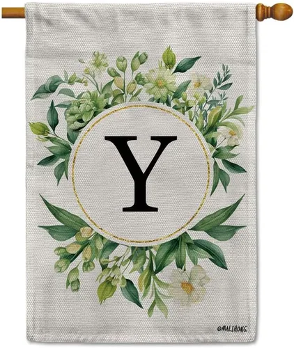 Vista 11 de Monogram Initial Letter P House Flag Flower Wreath Simple Style Letter Flag 28x40 Inch Vertical Double Sided for Outdoor Yard Decor