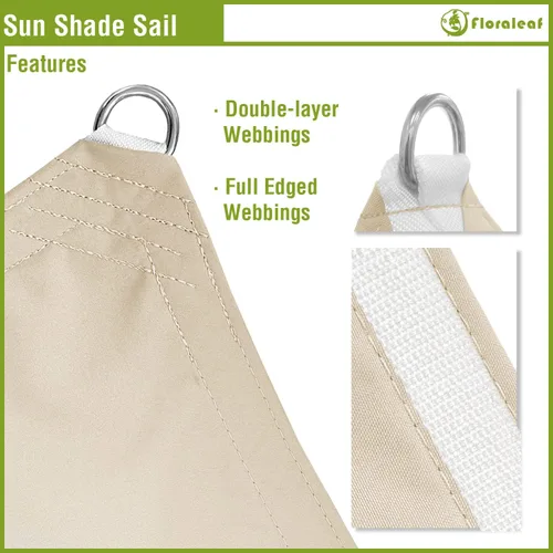 Vista 2 de Toldo de sol de 5 x 5 pies, toldo rectangular impermeable con protección UV para patio, césped, jardín, patio trasero, beige