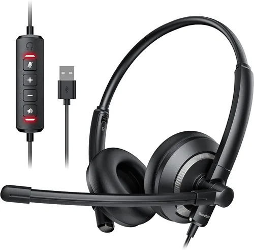 Vista 8 de awatrue - Auriculares con cable con micrófono para PC y portátil - Auriculares de 3,5 mm con cancelación de ruido y micrófono para Boom Skype