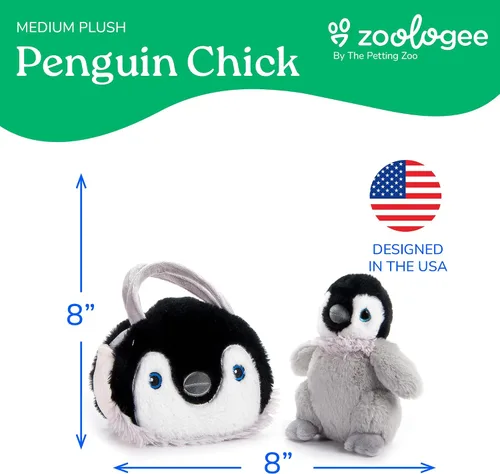 Vista 3 de The Petting Zoo Juego de peluche y bolso de peluche de pollo de pingüino, regalos para niños, juguete de animal de vida marina, juguete de peluche