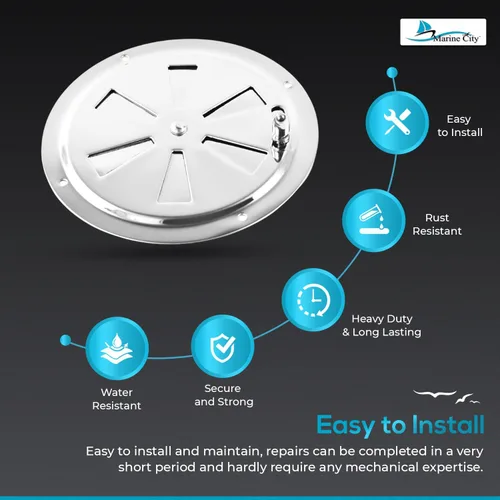 Vista 4 de MARINE CITY 304 Grade Polished Stainless Steel Cabin Ventilation Plate Round Louver Vent Cover Butterfly Air Vent Gill Plate with Side Knob for