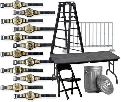 Vista 2 de Juego de 12 cinturones de figuras de campeonato y 5 accesorios para figuras de acción de lucha libre