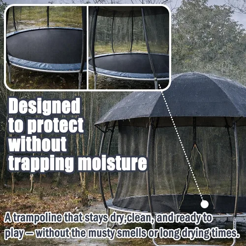 Vista 9 de Cubierta de toldo para cama elástica de 10, 12, 14, 15, 16 pies, para camas elásticas de patio, tela impermeable 600D resistente con costuras